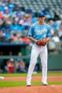 KANSAS CITY, MO - MAY 05: Kansas City Royals pitcher Daniel Lynch IV (41) on the mound during the game against the Texas Rangers on May 5th, 2024 at Kauffman Stadium in Kanas City, Missouri. (Photo by William Purnell\/Icon Sportswire