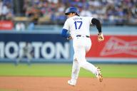LOS ANGELES, CA - MAY 07: Los Angeles Dodgers designated hitter Shohei Ohtani (17) takes off to to second base during the MLB game between the Miami Marlins and the Los Angeles Dodgers on May 7, 2024 at Dodger Stadium in Los Angeles, CA. (Photo by Brian Rothmuller\/Icon Sportswire