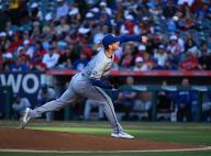 ANAHEIM, CA - MAY 11: Kansas City Royals pitcher Cole Ragans (55) pitching during an MLB baseball game against the Los Angeles Angels played on May 11, 2024 at Angel Stadium in Anaheim, CA. (Photo by John Cordes/Icon Sportswire