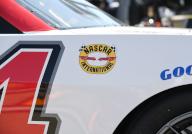 DARLINGTON, SC - MAY 11: The NASCAR Throwback logo is displayed on the car during practice for the running of the NASCAR Cup Series Goodyear 400 on May 11, 2024, at Darlington Raceway in Darlington, SC. (Photo by Jeffrey Vest\/Icon Sportswire