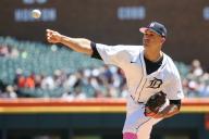 DETROIT, MI - MAY 12: Detroit Tigers starting pitcher Jack Flaherty (9) pitches during the first inning of a regular season Major League Baseball game between the Houston Astros and the Detroit Tigers on May 12, 2024 at Comerica Park in Detroit, Michigan. (Photo by Scott W. Grau/Icon Sportswire