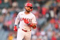 ANAHEIM, CA - MAY 13: Los Angeles Angels of Anaheim center fielder Kevin Pillar circles the bases after hitting a home run during the MLB game between the St. Louis Cardinals and the Los Angeles Angels of Anaheim on May 13, 2024 at Angel Stadium of Anaheim in Anaheim, CA. (Photo by Brian Rothmuller/Icon Sportswire