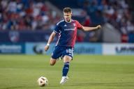 FRISCO, TX - MAY 11: FC Dallas midfielder Liam Fraser (#18) passes the ball up field during the MLS soccer game between FC Dallas and Austin FC on May 11, 2024 at Toyota Stadium in Frisco, TX. (Photo by Matthew Visinsky\/Icon Sportswire