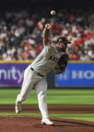 HOUSTON, TX - MAY 18: Houston Astros starting pitcher Justin Verlander (35) throws a pitch in the top of the second inning during the MLB game between the Milwaukee Brewers and Houston Astros on May 18, 2024 at Minute Maid Park in Houston, Texas. (Photo by Leslie Plaza Johnson/Icon Sportswire
