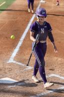 AUSTIN, TX - MAY 18: Northwestern infielder Bridget Donahey (5) flips her bat after striking out during the NCAA Division I Regional game between Northwestern Wildcats and Saint Francis Red Flash on May 18, 2024, at Red & Charline McCombs Field in Austin, TX. (Photo by David Buono/Icon Sportswire