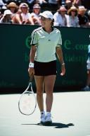CARLSBAD, CA - AUGUST 00: Martina Hingis (SUI) on center court during a WTA singles tennis match played during the Acura Classic tournament in August 2000 at the La Costa Resort and Spa in Carlsbad, CA. (Photo by John Cordes/Icon Sportswire