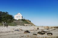 Waterfront beach house at Point of Rocks Beach, Brewster, Cape Cod, Massachusetts, USA