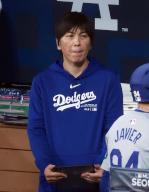 Ippei Mizuhara, an interpreter for two-way Japanese baseball star Shohei Ohtani of the Los Angeles Dodgers, watches Major League Baseball
