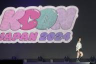 A model walks on stage at Korean entertainment festival "KCON Japan 2024" held at Makuhari Messe in Chiba city, near Tokyo, on May 10, 2024. JIJI PRESS PHOTO \/ MORIO TAGA