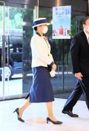 Japanese Empress Masako arrives to attend a national convention of the Japanese Red Cross Society at the Meiji Jingu Hall in Tokyo, Wednesday, May 15, 2024. Empress Masako is honorary president of the organization. (Jiji Press/POOL