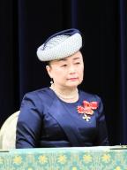 Japanese Princess Nobuko attends a national convention of the Japanese Red Cross Society at the Meiji Jingu Hall in Tokyo, Wednesday, May 15, 2024. Empress Masako, honorary president of the organization, also attended the event. (Jiji Press/POOL