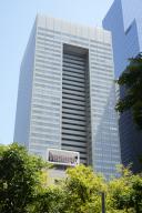 This photo dated May 17, 2024 show a building where Japanese multinational electronics company Toshiba