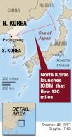 Locator map of Sea of Japan where North Korea fired ICBM missile