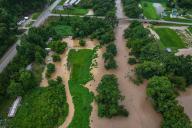 Flooding in the early morning on Thursday, July 28, 2022, near Wolverine Road in Breathitt County, Kentucky. (Ryan C. Hermens/Lexington Herald-Leader/TNS