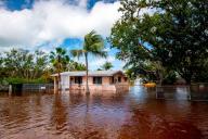 A house flooded by water due to Hurricane Ian at Stillwright Point in Key Largo, Fla, on Sept. 29, 2022. (Daniel A. Varela/Miami Herald/TNS