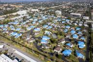 Aerial photos on March 1, 2023, show damage to homes still remain in Fort Myers after Hurricane Ian. (Patrick Connolly/Orlando Sentinel/TNS