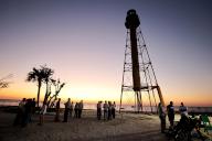 For the first time since Hurricane Ian made landfall, dignitaries and community members from Sanibel Island witnessed the iconic Sanibel Lighthouse illuminated on Feb. 28, 2023, five months after the storm. (Patrick Connolly/Orlando Sentinel/TNS