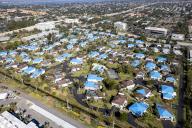 Aerial photos on March 1, 2023, show damage to homes still remain in Fort Myers, Florida after Hurricane Ian. (Patrick Connolly/Orlando Sentinel/TNS