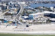 Aerial photos from March 1, 2023, show Fort Myers Beach, Florida, recovering after Hurricane Ian, which made landfall in late September 2022. (Patrick Connolly/Orlando Sentinel/TNS