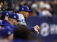 Los Angeles Dodgers manager Dave Roberts watches MLB