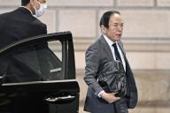 Bank of Japan Governor Kazuo Ueda arrives at the central bank\'s headquarters in Tokyo on April 26, 2024, for the second day of a two-day policy-setting meeting. (Kyodo) ==Kyodo