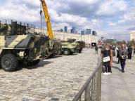 Tanks and other vehicles of Ukrainian armed forces captured by Russian soldiers are on display at a victory park in Moscow on April 25, 2024. (Kyodo) ==Kyodo