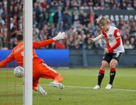 Feyenoord\'s Ayase Ueda opens the scoring in the first half of a Dutch Eredivisie football match against PEC Zwolle on May 5, 2024, in Rotterdam, the Netherlands. (Kyodo) ==Kyodo