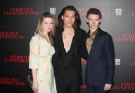 London, UK. Talulah Riley, Damian Hurley and Thomas Brodie Sangster at the Strictly Confidential screening. Everyman cinema, Chelsea. 8th May 2024. Ref:LMK11-S080524-001. Steve Bealing/Landmark Media
