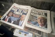 Covers of the New York Post and Daily News, with the Post giving it its own spin, on Friday, June 9, 2023 report on the previous days indictment of former Pres. Donald Trump on seven criminal charges related to the mishandling of classified documents discovered in his Mar-a-Lago resort. (Â Richard B. Levine