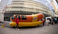 The Oscar Mayer Weinermobile is seen parked outside Advertising Week New York on Monday, October 16, 2023. Kraft Heinz is reported to be exploring the sale of the Oscar Mayer brand, asking between $3 billion and $5 billion. ( Richard B. Levine