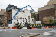 Concrete pumping at a construction site in Chelsea in New York on Tuesday, May 14, 2024. (Â Richard B. Levine