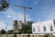 PHOTOPQR/VOIX DU NORD/Thierry Thorel ; 10/05/2024 ; Paris , le 10 mai 2024 - Le chantier de Notre Dame de Paris se poursuit, Alors que la date de réouverture du 8 decembre est toujours d