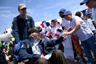 PHOTOPQR/OUEST FRANCE/Martin ROCHE ; deauville ; 03/06/2024 ; Ce lundi 03 juin 2024 des vétérans américains de la Seconde Guerre mondiale ont atterri à l