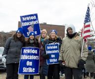 Feb. 1, 2024. Striking Newton teachers outside the Education Center. Â 2024 Marilyn