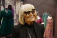 Biba\/Barbara Hulanicki Exhibition at The Fashion and Textile Museum London, Thursday 21st March 2024. Biba founder Barbara Hulanicki at an exhibition of her work with Martin Pel Curator also pictured with the Gingham Dress what was sold via the