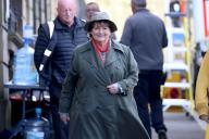 Brenda Blethyn. Production crew can be seen along Swinburne Street in Gateshead as they film new episodes of Vera in Gateshead Old Town Hall. 30th April 2024