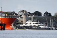 £68million superyacht Scout, owned by American millionaire James Berwind and named after his dog, arrives in Falmouth, where it will collect its tender boat, T/T Scout, which was built by Mylor-based company Cockwells who have been refitting the 