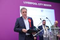 Steve Rotheram speaks after winning the vote to continue as Mayor of the Liverpool City Region at Liverpool Tennis Centre this