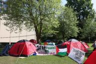 Royal Fort Garden at Bristol University which is still occupied by a student protest camp against the current situation in Palestine. 9th May 2024