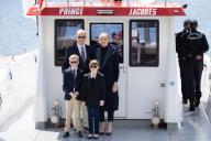 NO TABLOID - TT.SS.HH. Prince Albert II and Princess Charlene of Monaco attend the Baptism and blessing of the new âLance Eauâ boat (fire rescue) Prince Jacques with Their Children Prince Jacques and Princess Gabriella., Credit:Pacific Coast News \/ Olivier
