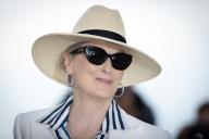 Meryl Streep attends a photocall as she receives an honorary Palme d\'Or at the 77th annual Cannes Film Festival at Palais des Festivals on May 14, 2024 in Cannes, France., Credit:Pacific Coast News \/ Olivier