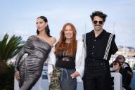Talleen Abu Hanna, Yolande Zauberman and Lucky Love attend the "La Belle De Gaza" Photocall at the 77th annual Cannes Film Festival at Palais des Festivals on May 18, 2024 in Cannes, France., Credit:Pacific Coast News \/ Olivier