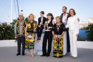 Komeok Joe, Sailyvia Paysan, Martin Verset, Babette De Coster, Claude Barras and Nelly Tungang attend the "Sauvages" (Savages) photocall at the 77th annual Cannes Film Festival at Palais des Festivals on May 19, 2024 in Cannes, France., Credit:Pacific Coast News / Olivier