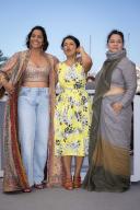 Shahana Goswami, Sandhya Suri and Sunita Rajwar attend "Santosh" photocall at the 77th annual Cannes Film Festival at Palais des Festivals on May 21, 2024 in Cannes, France., Credit:Pacific Coast News / Olivier