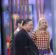 LONDON, ENGLAND - APRIL 16Actor Russell Crowe amused at receiving a Russell Crowe figurine at the BBC One show alongside Russell Crowe on the couch was Jimmy Carr., Credit:Pacific Coast News / James Smart