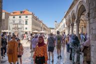 Tourists and locals strolling through the Stradun Street in Dubrovnik, Croatia, on April 29, 2024. Photo: Grgo Jelavic/PIXSELL