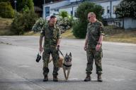Members of Military Police perform with their work dogs during NATO Military Police Working Dog Forum (MPWDF24) demonstration at Divulje in Split, Croatia on may 15, 2024. Photo: Zvonimir Barisin/PIXSELL