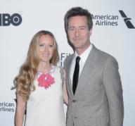 Shauna Robertson and Edward Norton at the New York Film Festival-57 Closing Night Gala and New York Premiere of “Motherless Brooklyn”, at Alice Tully Hall in Lincoln Center in New York, New York, USA, on 11 October