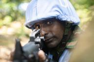 Sri Lanka Armed Forces soldiers conduct dismounted patrol training during Exercise Keris Aman 23 at the Malaysian Peacekeeping Centre on Aug 23, 2023. Dismounted patrolling allows for peacekeepers to interact directly for personal negotiations and community interactions. Keris Aman 23 is a multinational United Nations Peacekeeping (UN PKO) exercise conducted in Malaysia and co-sponsored by U.S. Indo-Pacific Command and the Malaysian Armed Forces. The exercise is designed to strengthen military-to-military relationships and enhance the core PKO competencies of all participants in accordance with UN doctrine. (POLARIS
