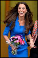 2/14/2014 - London, England, United Kingdom: The Duchess of Cambridge leaving after opening the ICAP Art Room at Northolt High School in West London, Friday, 14th February 2014. (Andrew Parsons / i-Images / Polaris